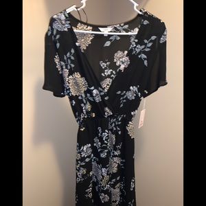 Long floral black maxi dress